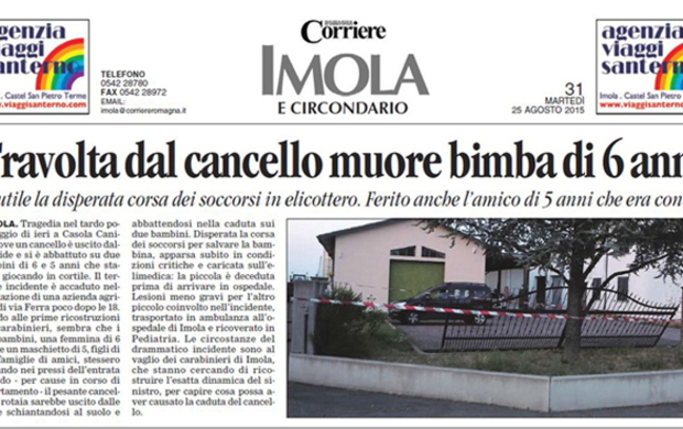 Cancelli killer: nuova tragedia a Imola