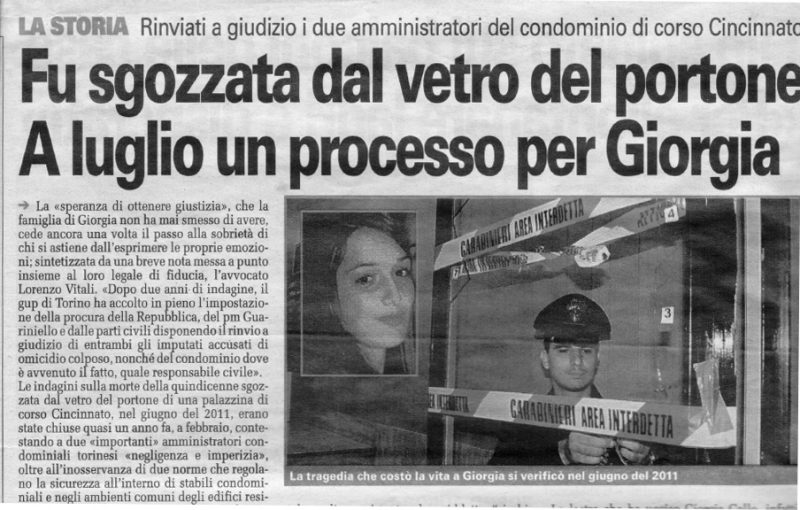 Porta a vetri “killer”. Amministratori a giudizio per omicidio colposo