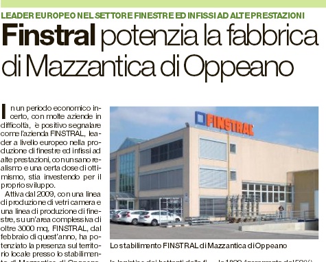 Finestre. Finstral investe e potenzia lo stabilimento di Oppeano (VR)