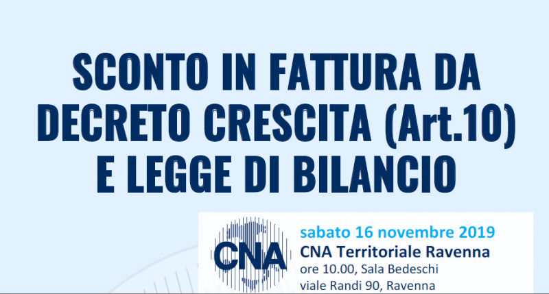 Sconto in fattura articolo 10. Cresce il NO di CNA