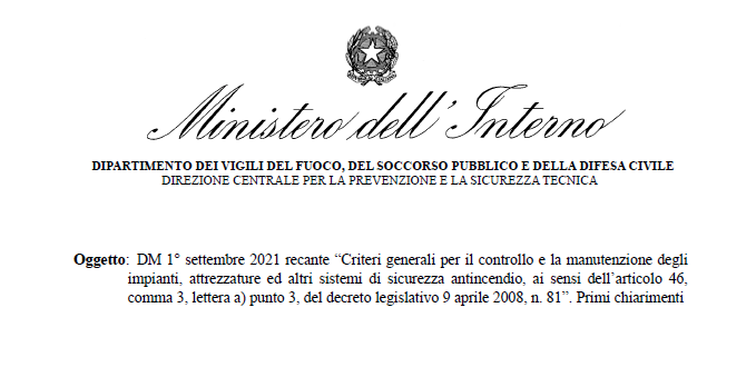 Circolare di chiarimenti dei VFF sul Decreto Controlli
