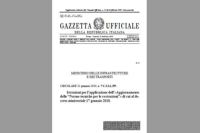 NTC 2018. In Gazzetta la Circolare n. 7/2019 con istruzioni e aggiornamenti